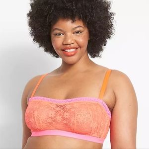 NWT All Over Lace Unlined Underwire Bandeau Bra
